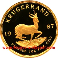 1987 1 oz Proof Krugerrand reverse side